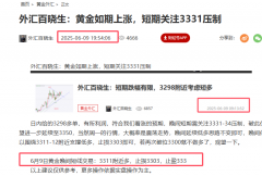 外汇百晓生：晚间黄金震荡为主短线多单可以止